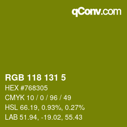 カラーコード: RGB 118 131 5 | qconv.com