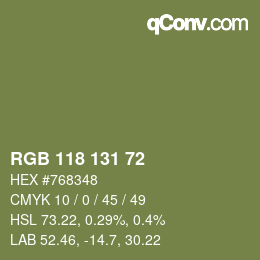 カラーコード: RGB 118 131 72 | qconv.com
