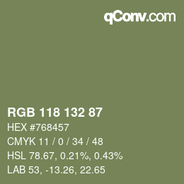 カラーコード: RGB 118 132 87 | qconv.com
