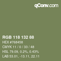 Farbcode: RGB 118 132 88 | qconv.com