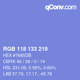 颜色代码: RGB 118 133 219 | qconv.com