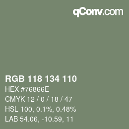 颜色代码: RGB 118 134 110 | qconv.com