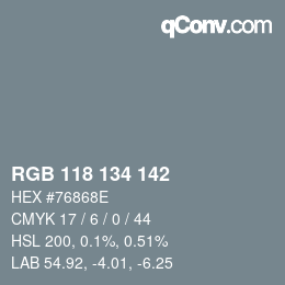 Color code: RGB 118 134 142 | qconv.com