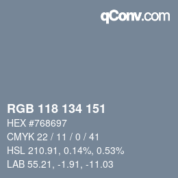 Color code: RGB 118 134 151 | qconv.com