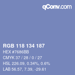 Color code: RGB 118 134 187 | qconv.com