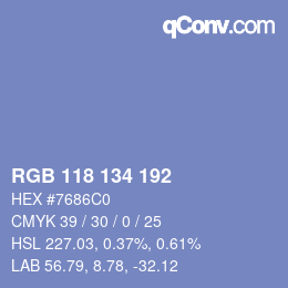 Color code: RGB 118 134 192 | qconv.com