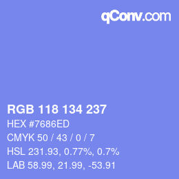 カラーコード: RGB 118 134 237 | qconv.com