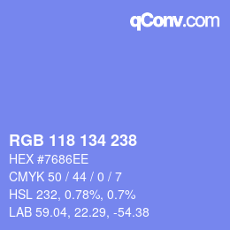Color code: RGB 118 134 238 | qconv.com