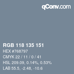 Color code: RGB 118 135 151 | qconv.com