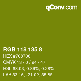 颜色代码: RGB 118 135 8 | qconv.com