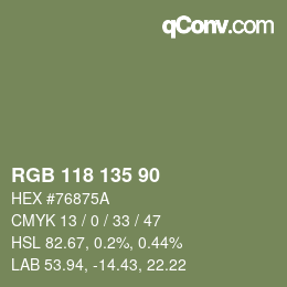 Farbcode: RGB 118 135 90 | qconv.com