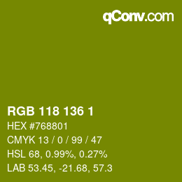 Color code: RGB 118 136 1 | qconv.com