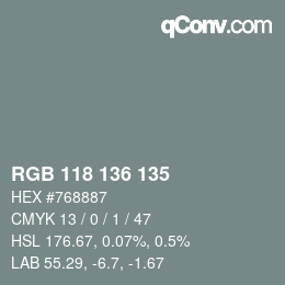 Color code: RGB 118 136 135 | qconv.com