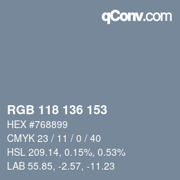 Color code: RGB 118 136 153 | qconv.com