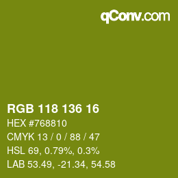 Color code: RGB 118 136 16 | qconv.com