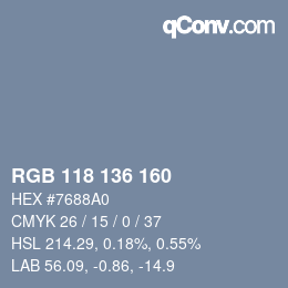 Farbcode: RGB 118 136 160 | qconv.com