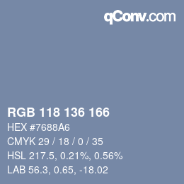Color code: RGB 118 136 166 | qconv.com
