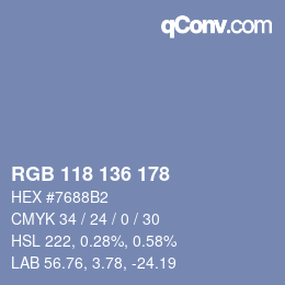 Farbcode: RGB 118 136 178 | qconv.com