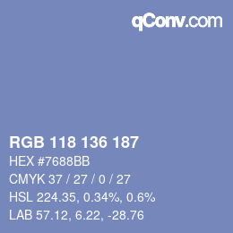 Color code: RGB 118 136 187 | qconv.com