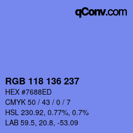 Color code: RGB 118 136 237 | qconv.com