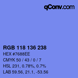 Color code: RGB 118 136 238 | qconv.com