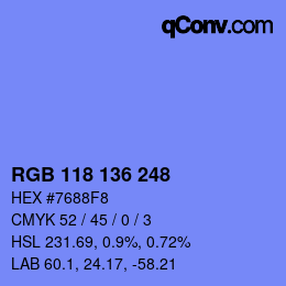 Color code: RGB 118 136 248 | qconv.com