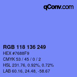 Color code: RGB 118 136 249 | qconv.com