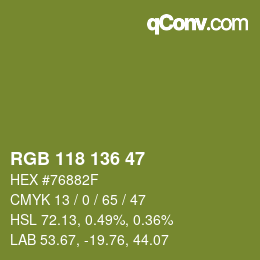 カラーコード: RGB 118 136 47 | qconv.com