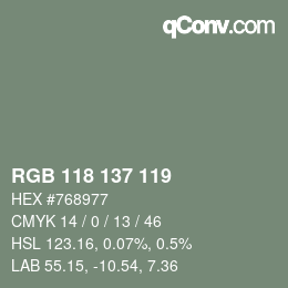 Código de color: RGB 118 137 119 | qconv.com