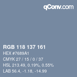 カラーコード: RGB 118 137 161 | qconv.com