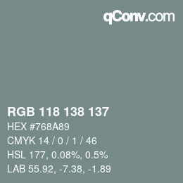 Code couleur: RGB 118 138 137 | qconv.com