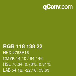 颜色代码: RGB 118 138 22 | qconv.com