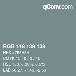 Farbcode: RGB 118 139 139 | qconv.com