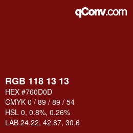 Color code: RGB 118 13 13 | qconv.com