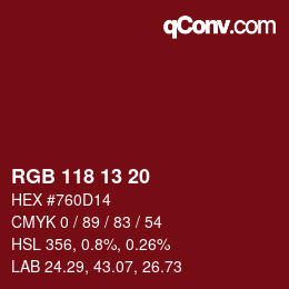 Color code: RGB 118 13 20 | qconv.com