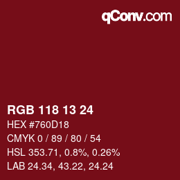 Color code: RGB 118 13 24 | qconv.com