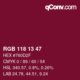 カラーコード: RGB 118 13 47 | qconv.com