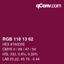 Color code: RGB 118 13 62 | qconv.com