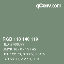 Color code: RGB 118 140 119 | qconv.com