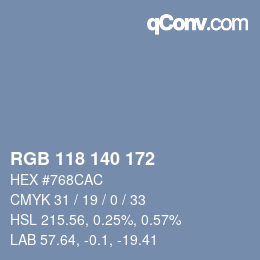 カラーコード: RGB 118 140 172 | qconv.com