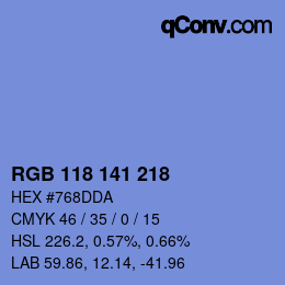 Color code: RGB 118 141 218 | qconv.com