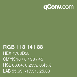 颜色代码: RGB 118 141 88 | qconv.com
