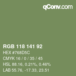 カラーコード: RGB 118 141 92 | qconv.com