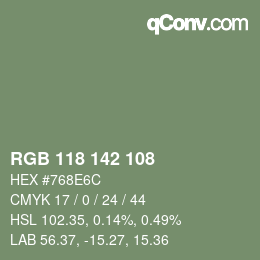 カラーコード: RGB 118 142 108 | qconv.com