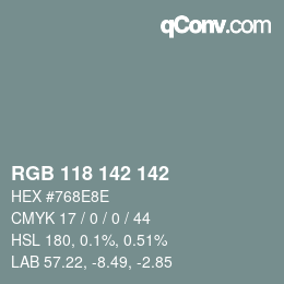 カラーコード: RGB 118 142 142 | qconv.com