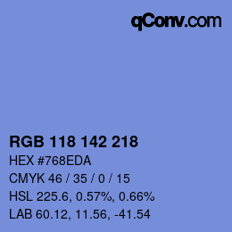 Color code: RGB 118 142 218 | qconv.com