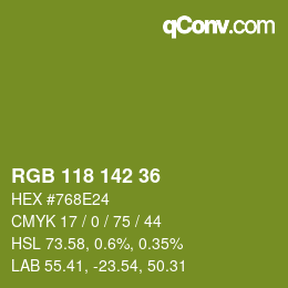 Color code: RGB 118 142 36 | qconv.com