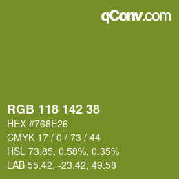 Color code: RGB 118 142 38 | qconv.com