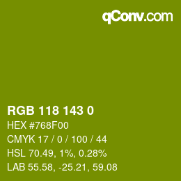 颜色代码: RGB 118 143 0 | qconv.com