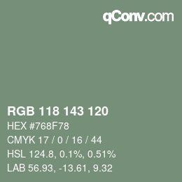 颜色代码: RGB 118 143 120 | qconv.com